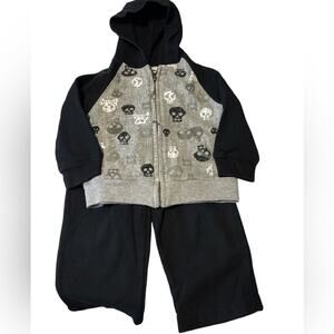 2 PC Koala Baby Skull Zip Hoodie with Pants Black Gray White 18 Months